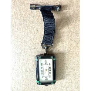 Art Deco Nurse's Fob Pendant Watch Black Green Champleve Enameling Swiss